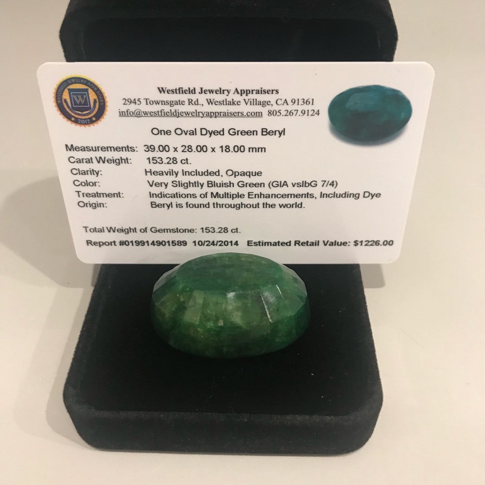 153 ct Green Beryl Stone - Appraised at Over $1200